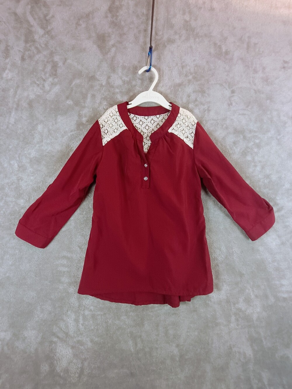 Japana Kids Burgundy Blouse with Lace Detail Size 8